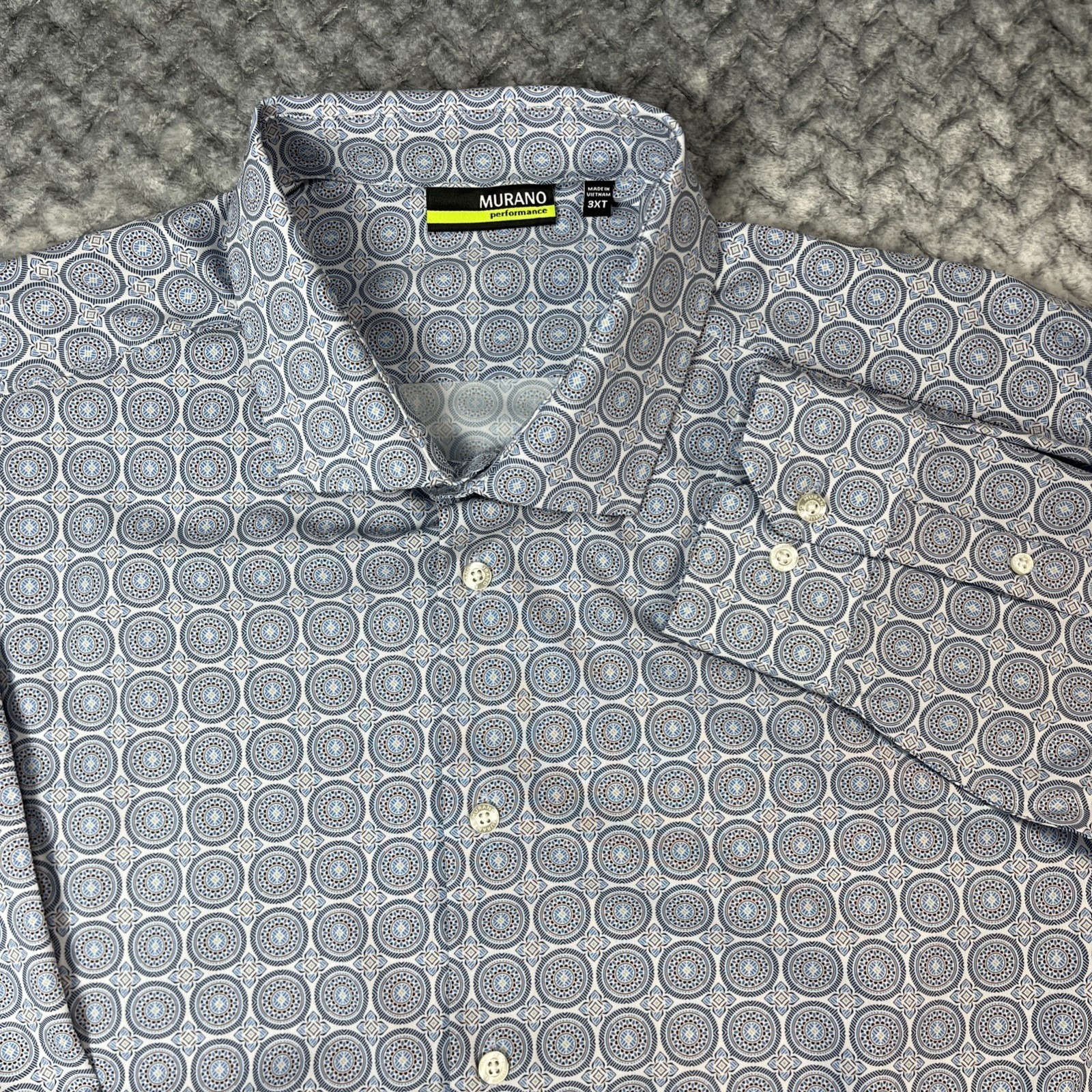 Murano Performance Shirt Men 3xt Multi Medallion Print Long Slv 4 Way Stretch